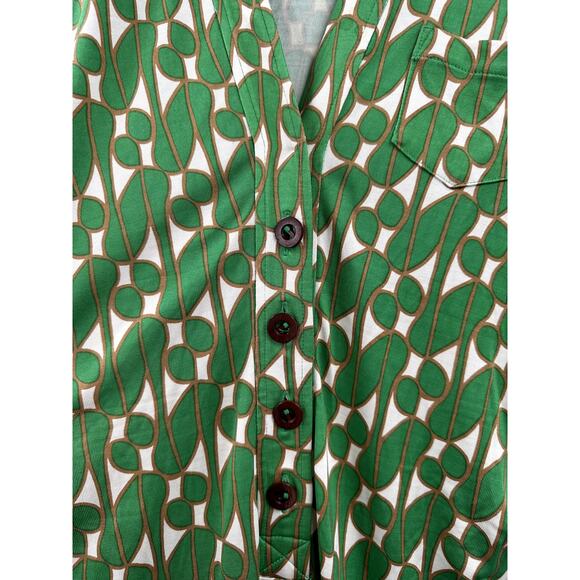 Diane Von Furstenberg 100% Silk Knee Length Green Geometrical Dress Size 4 - Picture 5 of 7